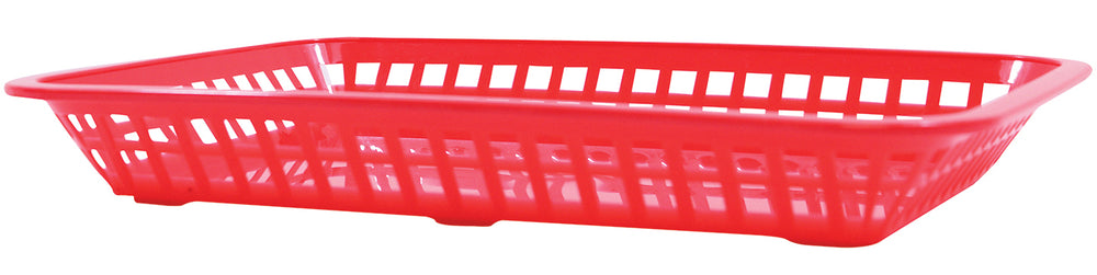 TableCraft 1079R Mas Grande Plastic Rectangular Platter Basket 11-3/4" x 8-1/2" - Red - 12/Case
