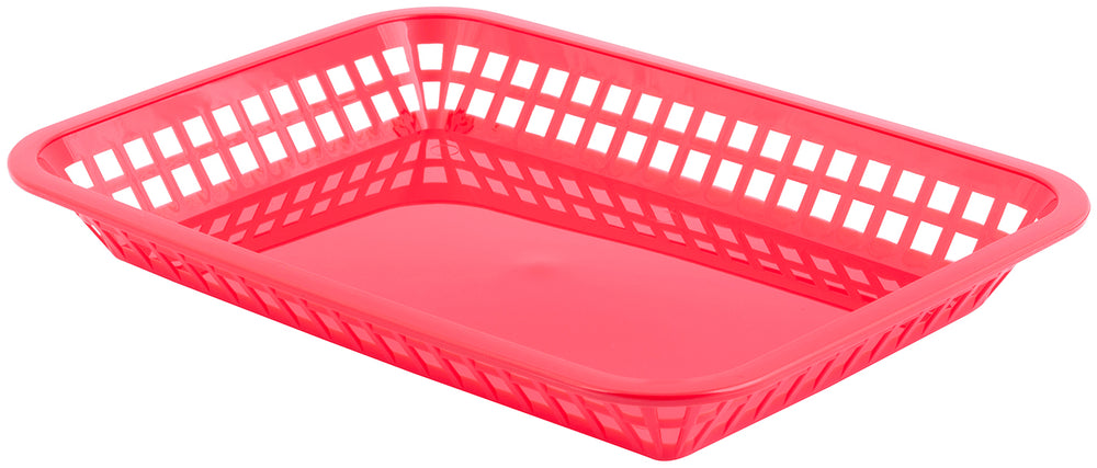 TableCraft 1079R Mas Grande Plastic Rectangular Platter Basket 11-3/4" x 8-1/2" - Red - 12/Case