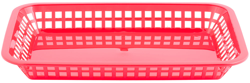 TableCraft 1079R Mas Grande Plastic Rectangular Platter Basket 11-3/4" x 8-1/2" - Red - 12/Case