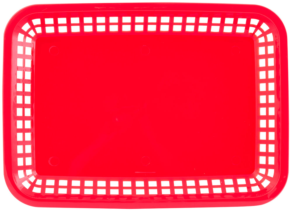 TableCraft 1079R Mas Grande Plastic Rectangular Platter Basket 11-3/4" x 8-1/2" - Red - 12/Case