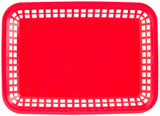 TableCraft 1079R Mas Grande Plastic Rectangular Platter Basket 11-3/4" x 8-1/2" - Red - 12/Case