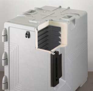 Cambro UPCS400131 Ultra Pan Carrier S-Series Front Loading Insulated Food Pan Carrier with Menu Clip  18" 60 qt. - Dark Brown - (6) Full Size 2-1/2" Deep Pan Capacity