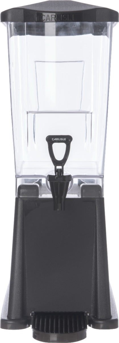 Carlisle 1085003 Trimline Premium Rectangular Non-Insulated Beverage Dispenser with Single Clear Bowl, Black Base and Deluxe No-Drip Locking Faucet 3 Gal.