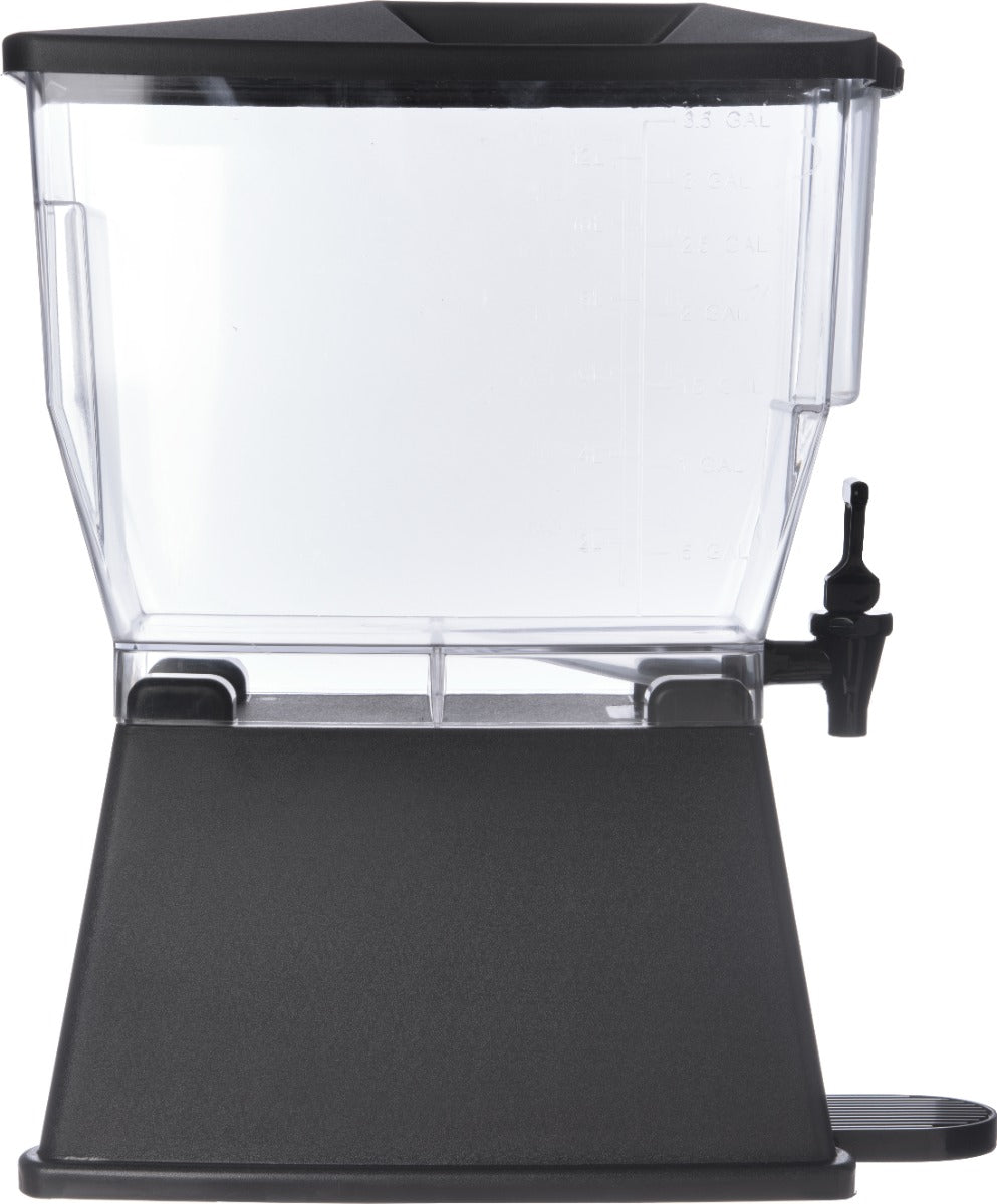Carlisle 1085003 Trimline Premium Rectangular Non-Insulated Beverage Dispenser with Single Clear Bowl, Black Base and Deluxe No-Drip Locking Faucet 3 Gal.