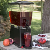 Carlisle 1085003 Trimline Premium Rectangular Non-Insulated Beverage Dispenser with Single Clear Bowl, Black Base and Deluxe No-Drip Locking Faucet 3 Gal.