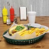 TableCraft 1086FG Texas Polyethylene Oval Platter Basket 12-3/4" x 9-1/2" x 1-1/2"H - Forest Green - 36/Case