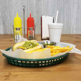 TableCraft 1086FG Texas Polyethylene Oval Platter Basket 12-3/4" x 9-1/2" x 1-1/2"H - Forest Green - 36/Case