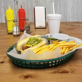 TableCraft 1086FG Texas Polyethylene Oval Platter Basket 12-3/4" x 9-1/2" x 1-1/2"H - Forest Green - 36/Case