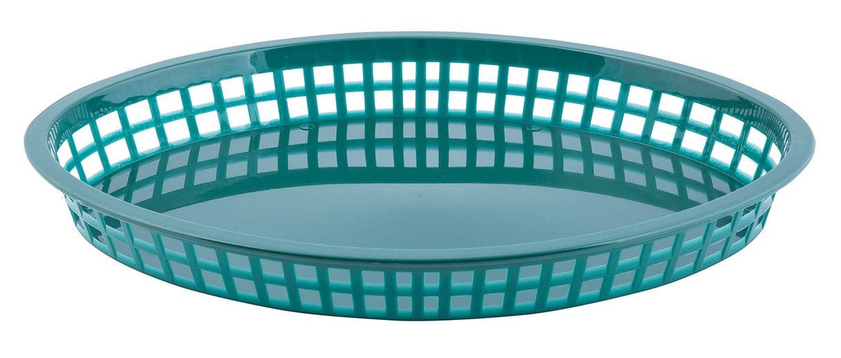 TableCraft 1086FG Texas Polyethylene Oval Platter Basket 12-3/4" x 9-1/2" x 1-1/2"H - Forest Green - 36/Case