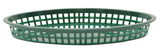 TableCraft 1086FG Texas Polyethylene Oval Platter Basket 12-3/4" x 9-1/2" x 1-1/2"H - Forest Green - 36/Case