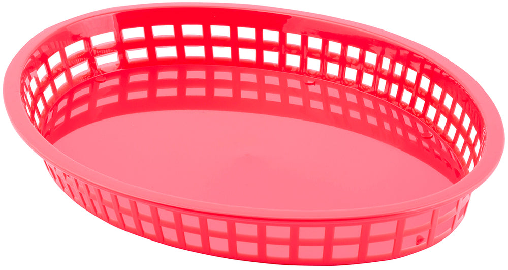 TableCraft 1086R Texas Plastic Oval Platter Basket 12-3/4" x 9-1/2" x 1-1/2" - Red - 12/Case