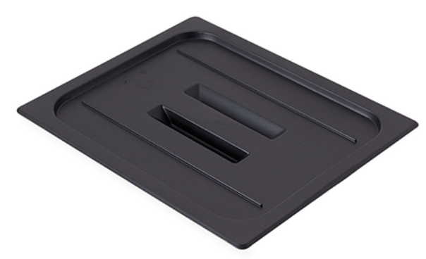 Cambro 10CWCH110 Camwear Food Pan Cover - Full Size, Flat, Handle, Black - 6/Case