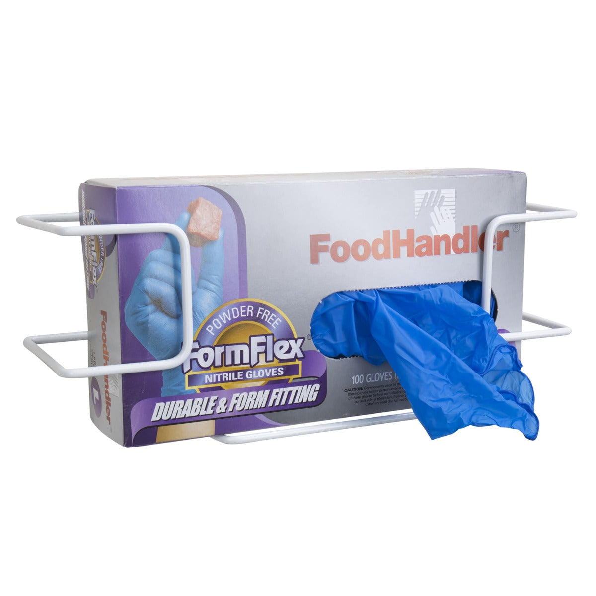 FoodHandler 11-002 Wall Mount Single-Pack Wire Glove Rack  - White - Fits all Size Cartons