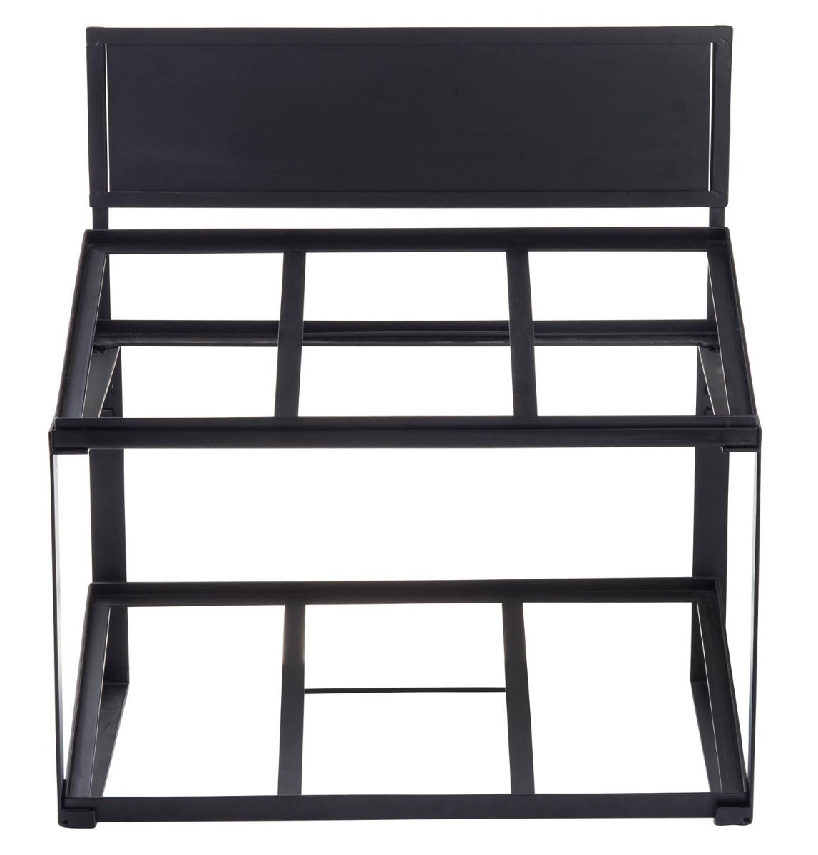 TableCraft 11000 2-Tiered Metal Display Crate Frame Riser with Removable Chalkboard Panel 21-1/2" x 13-1/2" x 22-1/4 - Black
