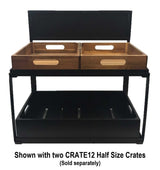 TableCraft 11000 2-Tiered Metal Display Crate Frame Riser with Removable Chalkboard Panel 21-1/2" x 13-1/2" x 22-1/4 - Black