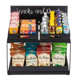 TableCraft 11000 2-Tiered Metal Display Crate Frame Riser with Removable Chalkboard Panel 21-1/2" x 13-1/2" x 22-1/4 - Black