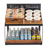 TableCraft 11000 2-Tiered Metal Display Crate Frame Riser with Removable Chalkboard Panel 21-1/2" x 13-1/2" x 22-1/4 - Black