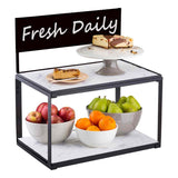 TableCraft 11000 2-Tiered Metal Display Crate Frame Riser with Removable Chalkboard Panel 21-1/2" x 13-1/2" x 22-1/4 - Black