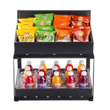 TableCraft 11000 2-Tiered Metal Display Crate Frame Riser with Removable Chalkboard Panel 21-1/2" x 13-1/2" x 22-1/4 - Black