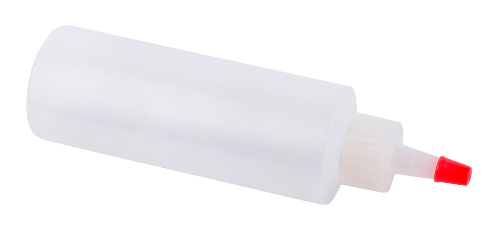 TableCraft 1104 Chef's Polyethylene Squeeze Bottle with Natural Cone Tip and Red Cap 4 oz. - Clear - 24/Case