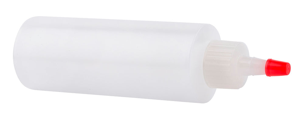 TableCraft 1104 Chef's Polyethylene Squeeze Bottle with Natural Cone Tip and Red Cap 4 oz. - Clear - 24/Case