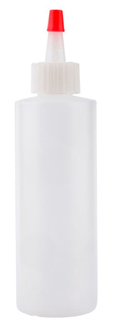 TableCraft 1104 Chef's Polyethylene Squeeze Bottle with Natural Cone Tip and Red Cap 4 oz. - Clear - 24/Case