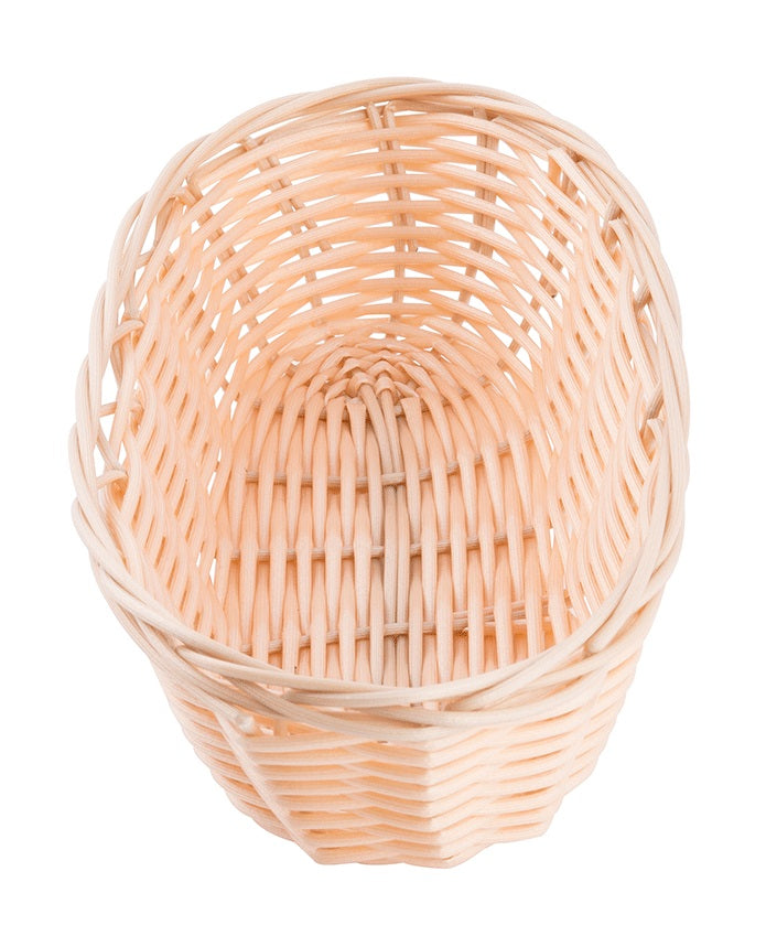 TableCraft 1117W Polypropylene Oblong Handwoven Serving Basket 9" x 4" x 2-1/4" - Natural - 12/Case