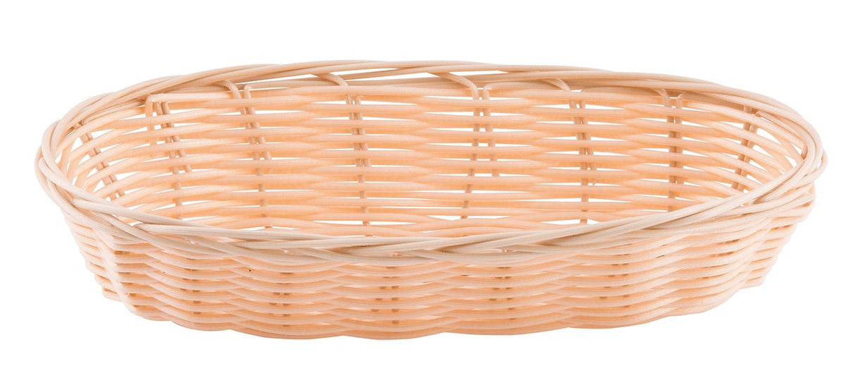 TableCraft 1117W Polypropylene Oblong Handwoven Serving Basket 9" x 4" x 2-1/4" - Natural - 12/Case