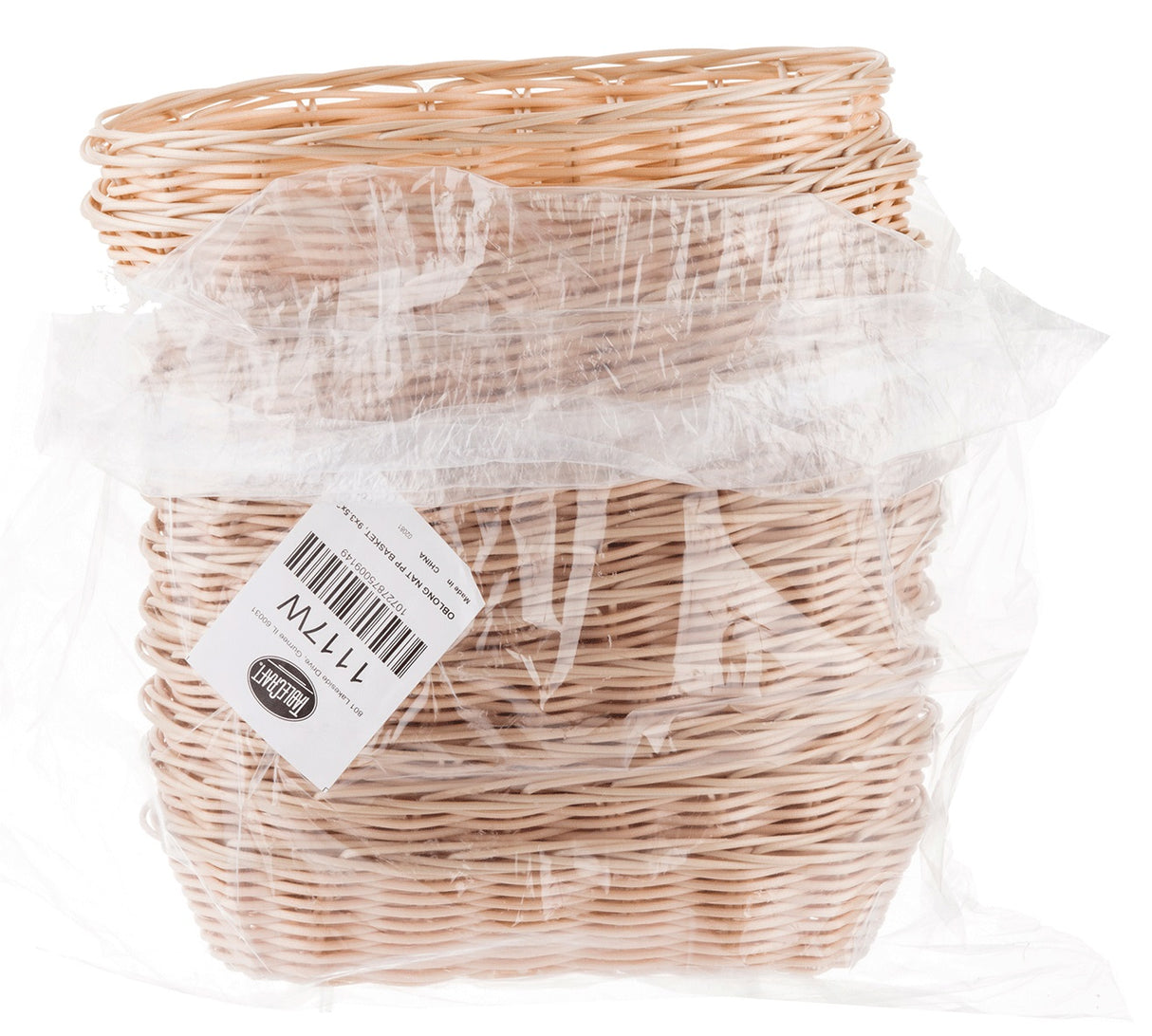 TableCraft 1117W Polypropylene Oblong Handwoven Serving Basket 9" x 4" x 2-1/4" - Natural - 12/Case