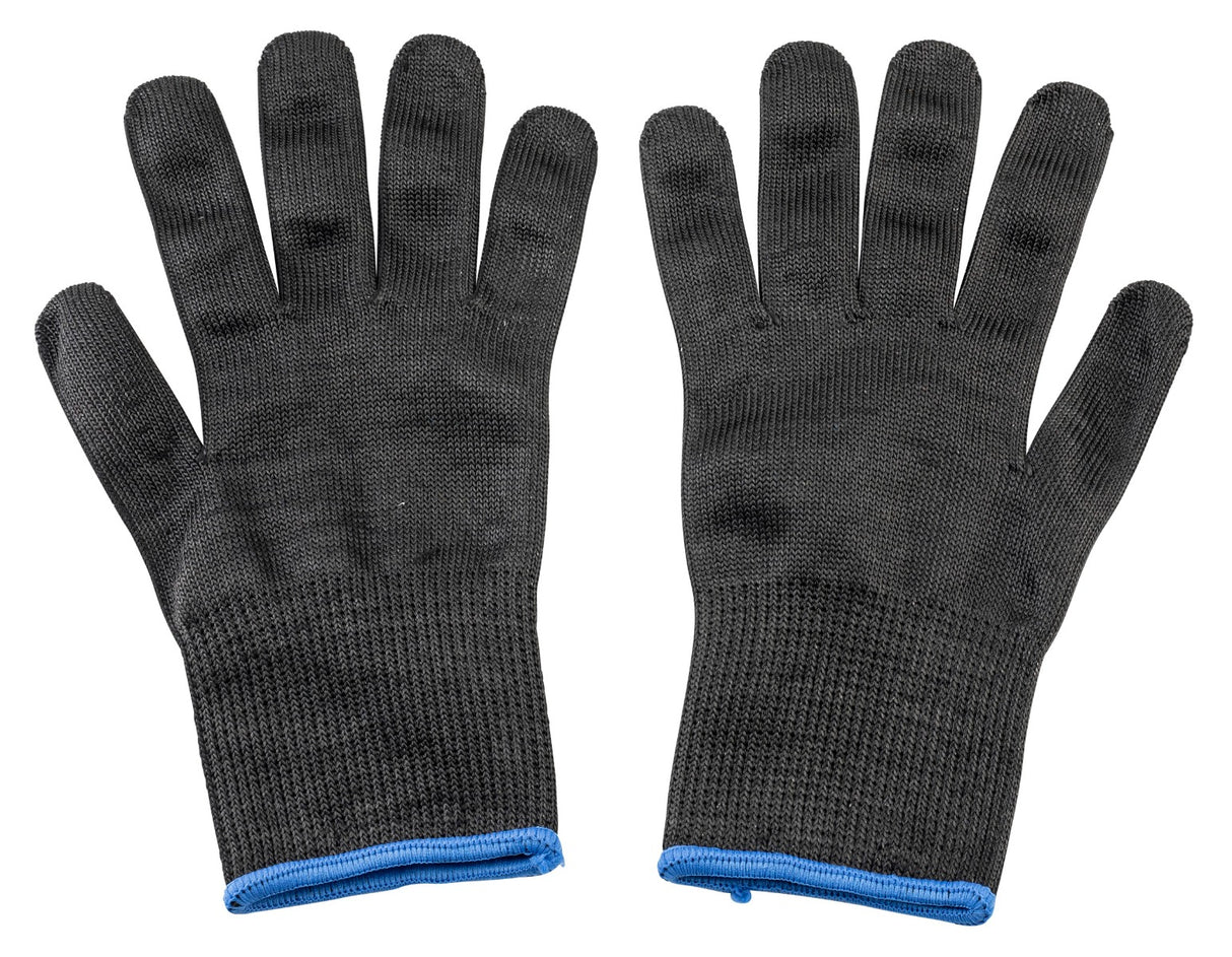 TableCraft 11210 The Protector Ambidextrous Blended Material Cut Resistant Glove - Black w/ Blue Wrist Band - Large - 1/Pair