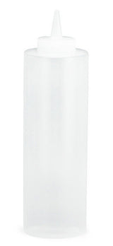 TableCraft 112C-1 Standard Polyethylene Squeeze Bottle with Natural Cone Tip Top and 38 mm Opening 12 oz.  - Clear