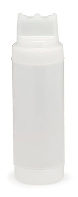 TableCraft 11663C3F Dual-Way SelecTop WideMouth First In First Out "FIFO" Squeeze Bottle with 3-Tip Top and 63 mm Opening 16 oz. - Clear - 12/Case