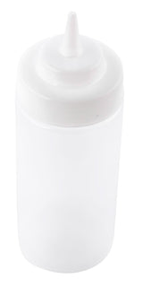 TableCraft 11663C Widemouth Polyethylene Squeeze Bottle with Natural Cone Tip and 63 mm Opening 16 oz. - Clear - 24/Case