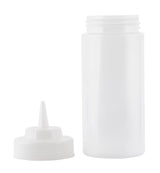 TableCraft 11663C Widemouth Polyethylene Squeeze Bottle with Natural Cone Tip and 63 mm Opening 16 oz. - Clear - 24/Case