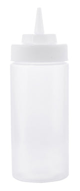 TableCraft 11663C Widemouth Polyethylene Squeeze Bottle with Natural Cone Tip and 63 mm Opening 16 oz. - Clear - 24/Case