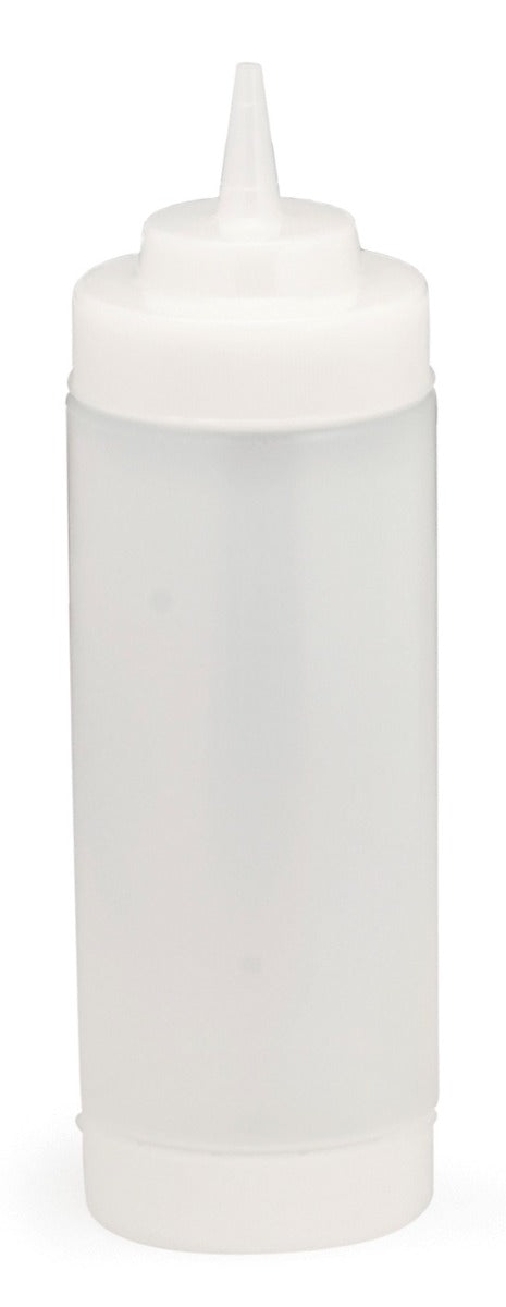 TableCraft 11663C3F Dual-Way SelecTop WideMouth First In First Out "FIFO" Squeeze Bottle with 3-Tip Top and 63 mm Opening 16 oz. - Clear - 12/Case