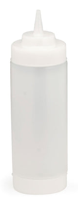 TableCraft 11663C3F Dual-Way SelecTop WideMouth First In First Out "FIFO" Squeeze Bottle with 3-Tip Top and 63 mm Opening 16 oz. - Clear - 12/Case