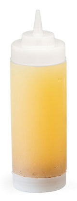 TableCraft 11663CF Dual-Way WideMouth First In First Out "FIFO" Squeeze Bottle with Cone Tip Top and 63 mm Opening 16 oz. - Clear - 12/Case