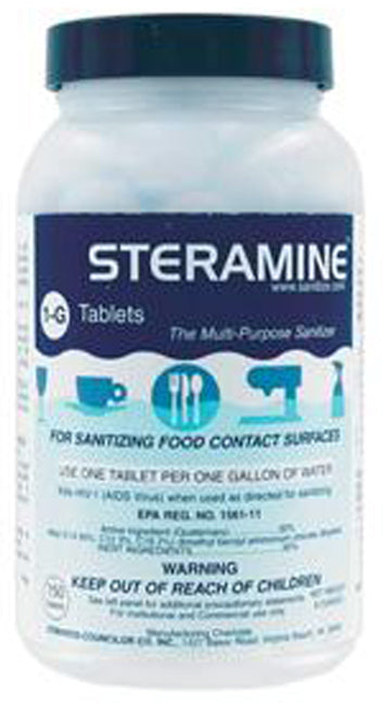 Spill-Stop 1175-0 Steramine Sanitizing Tablets - 150 count/bottle