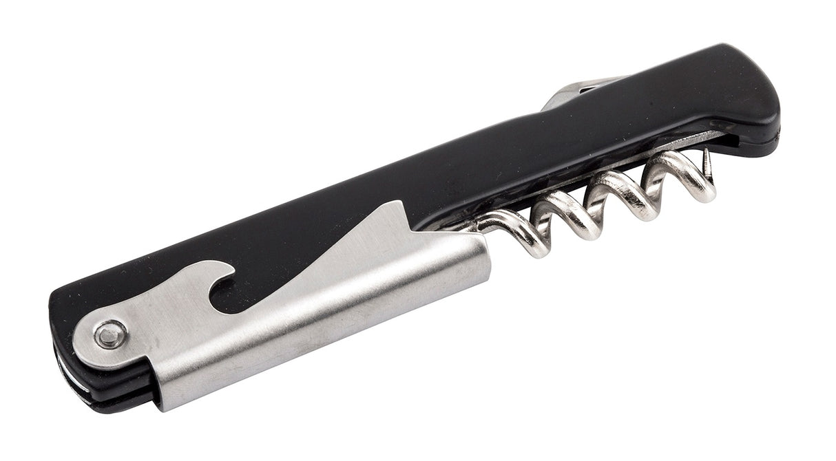 TableCraft 1226 Waiter's Corkscrew with Black Plastic Handle 4-7/16" - 24/Case