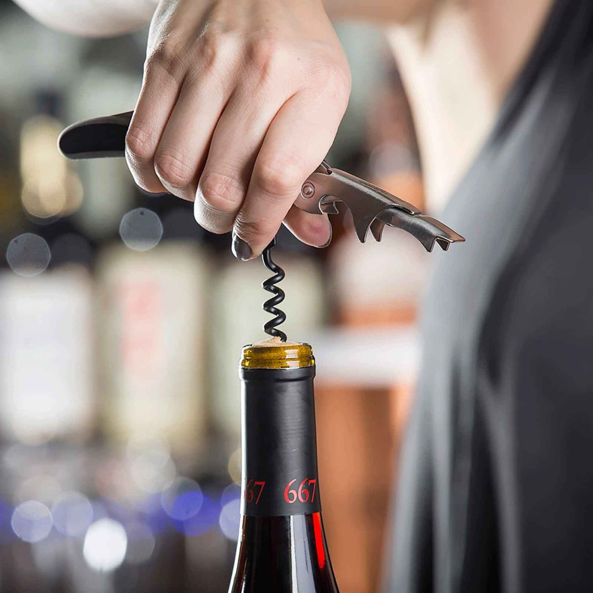 TableCraft 1226 Waiter's Corkscrew with Black Plastic Handle 4-7/16" - 24/Case