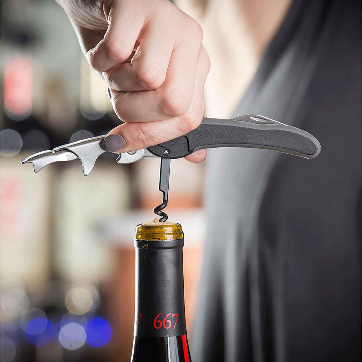 TableCraft 1226 Waiter's Corkscrew with Black Plastic Handle 4-7/16" - 24/Case