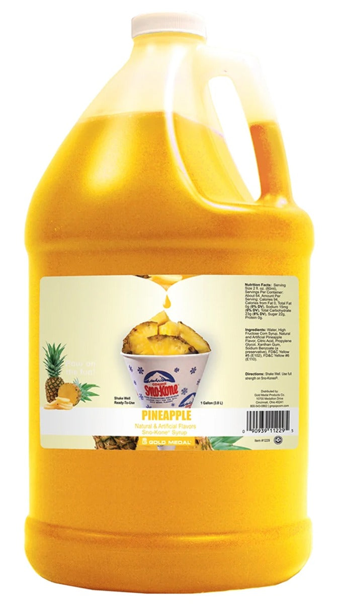 Gold Medal 1229 Ready-To-Use Sno-Treat Flavors Sno-Kone Syrup 1 gal. - Pineapple