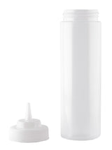 TableCraft 12463C Widemouth Polyethylene Squeeze Bottle with Natural Cone Tip and 63 mm Opening 24 oz. - Clear - 12/Case