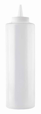 TableCraft 124C-1 Standard Polyethylene Squeeze Bottle with Natural Cone Tip Top and 38 mm Opening 24 oz. - Clear - 12/Case