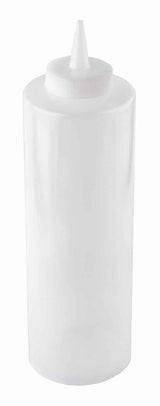 TableCraft 124C-1 Standard Polyethylene Squeeze Bottle with Natural Cone Tip Top and 38 mm Opening 24 oz. - Clear - 12/Case