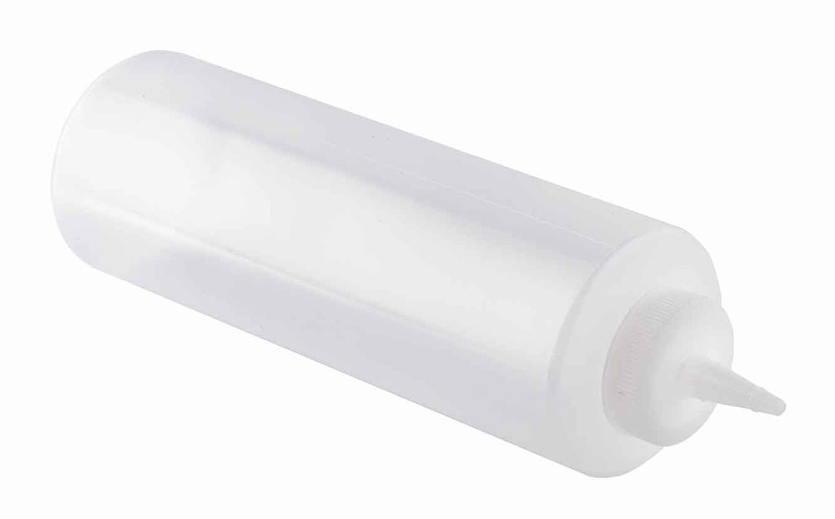 TableCraft 124C-1 Standard Polyethylene Squeeze Bottle with Natural Cone Tip Top and 38 mm Opening 24 oz. - Clear - 12/Case