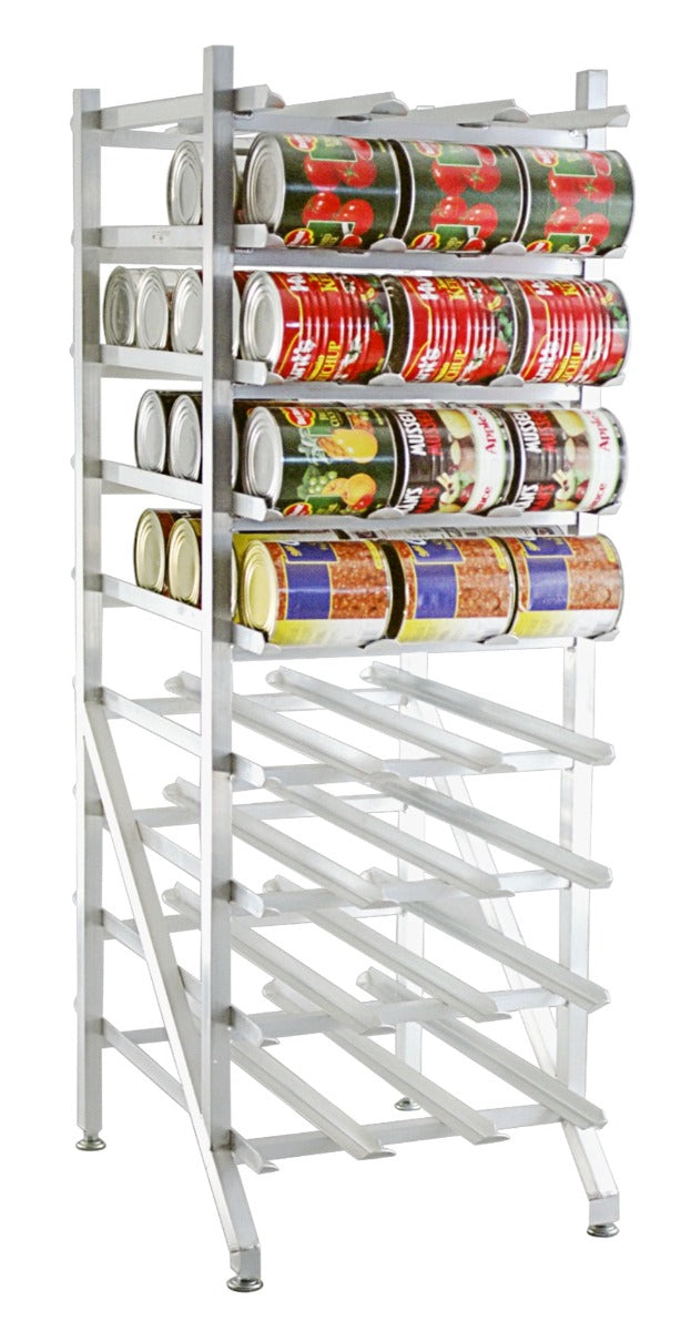 New Age 1250 Aluminum Full-Size Stationary Can Rack - Holds (162) #10 Cans or (216) #5 Cans
