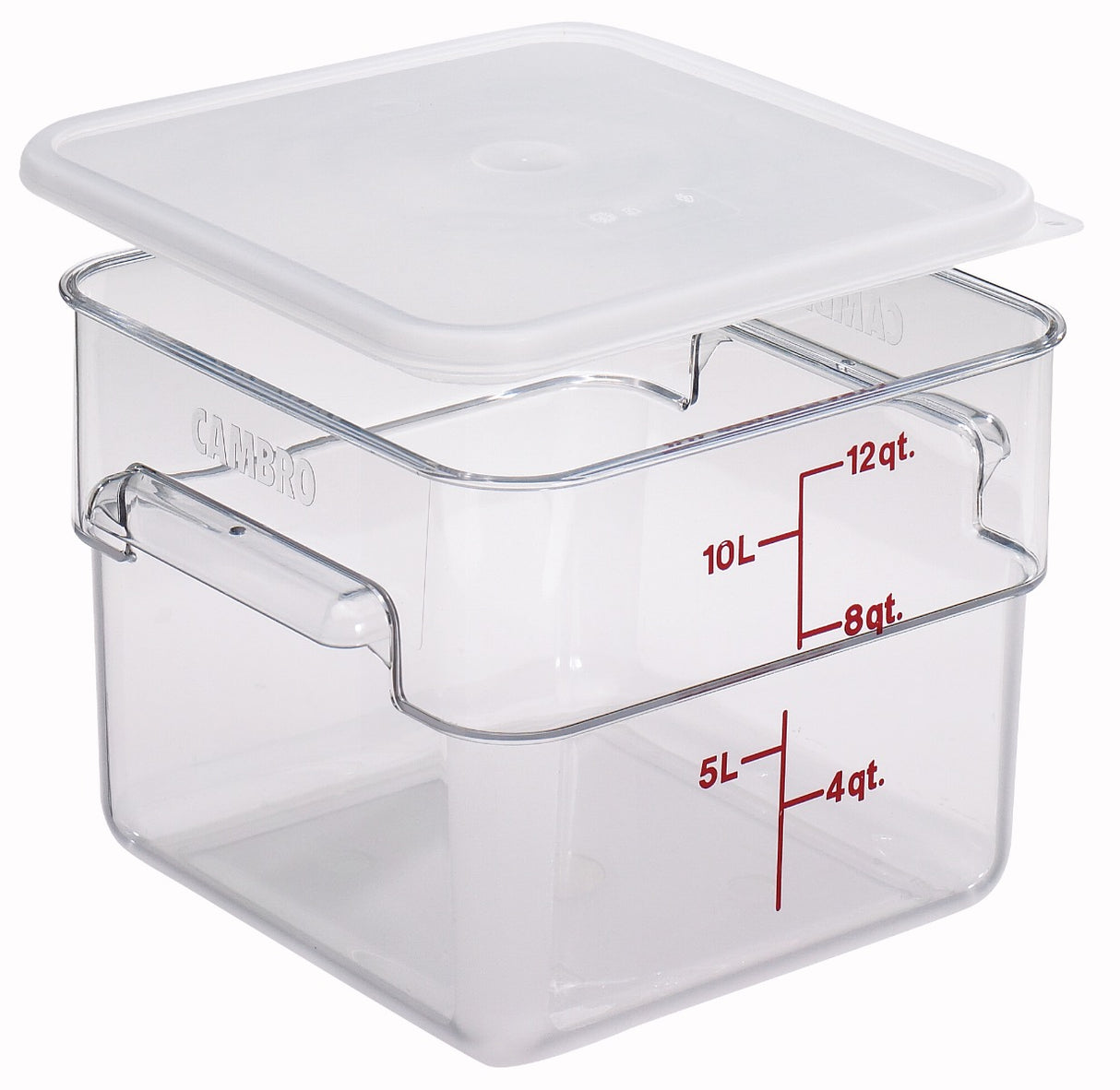Cambro 12SFSCW135 CamSquare Food Container w/ Graduations 12 qt. Clear