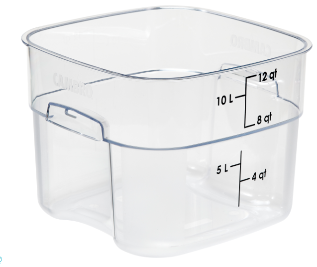 Cambro 12SFSPROCW135 12 qt CamSquare® FreshPro Food Container - Polycarbonate, Blue Graduation - 6ea/Case